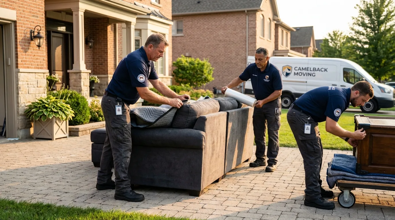 Large estate moving crew wrapping furniture in Orting, WA