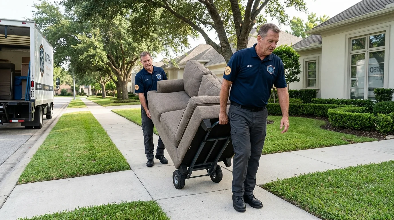 Local residential moving crew loading furniture in Orting, WA